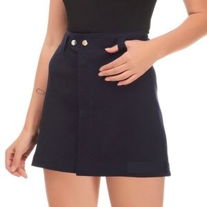 🌸ZARA* Navy Snap Front A-Line Mini Skirt